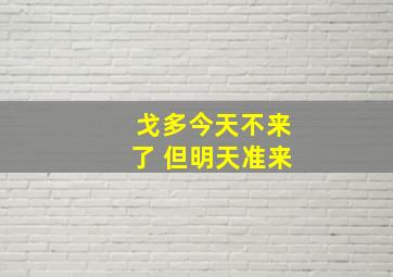 戈多今天不来了 但明天准来